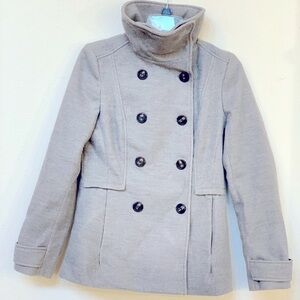 H&M Gray Wool Double Breasted Pea Coat Jacket Medium